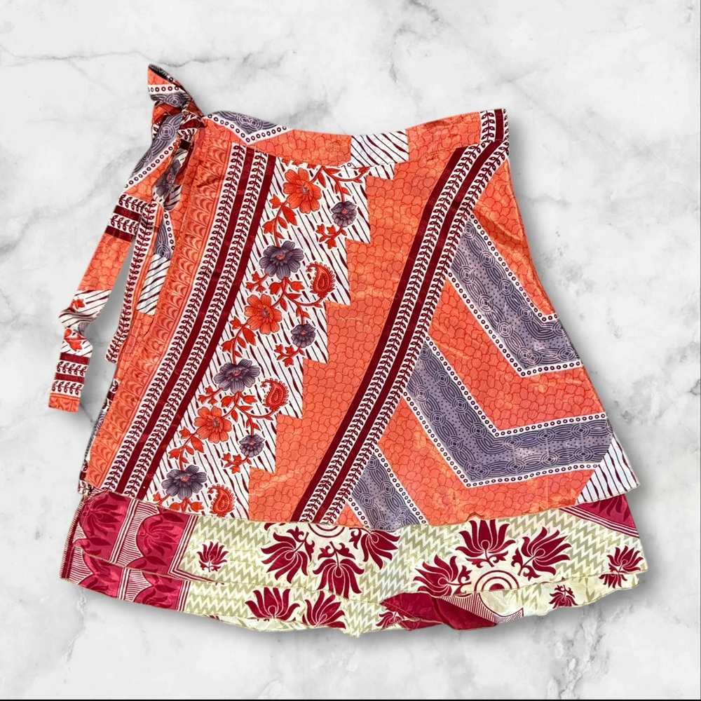 Earthbound | Boho Wrap Skirt | Patchwork Print Midi Skirt | OS - Picture 3 of 11